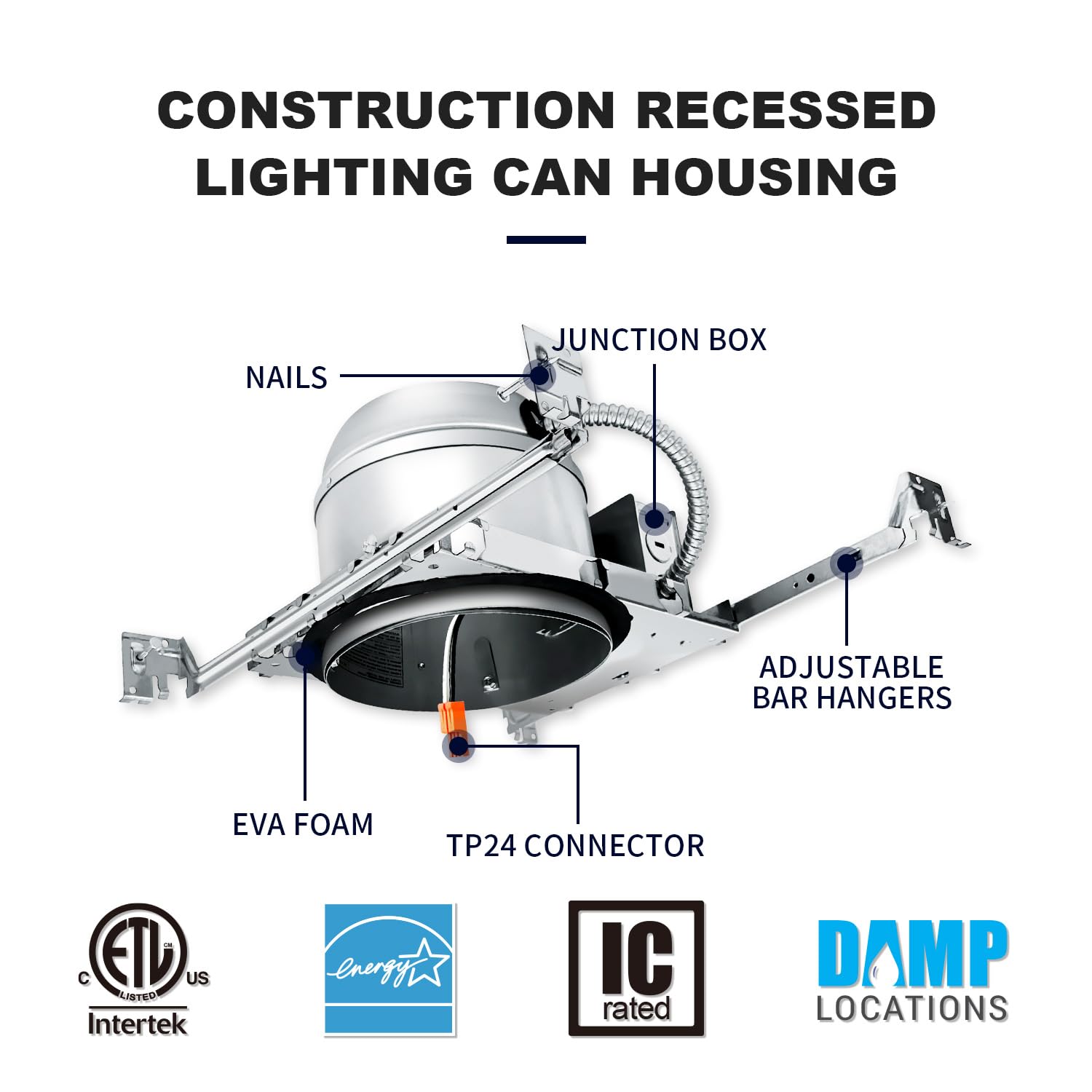 MW Lighting 24 Pack 6 inch Recessed Lighting Housing Can Light New Construction, Air Tight Ceiling Can with TP24 Connector 120-277V, IC Rated, UL, ETL Listed