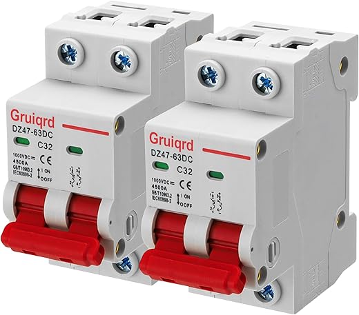 2er Set DC 1000V 32A 2-polige Pv Sicherungsautomaten DZ47-C32