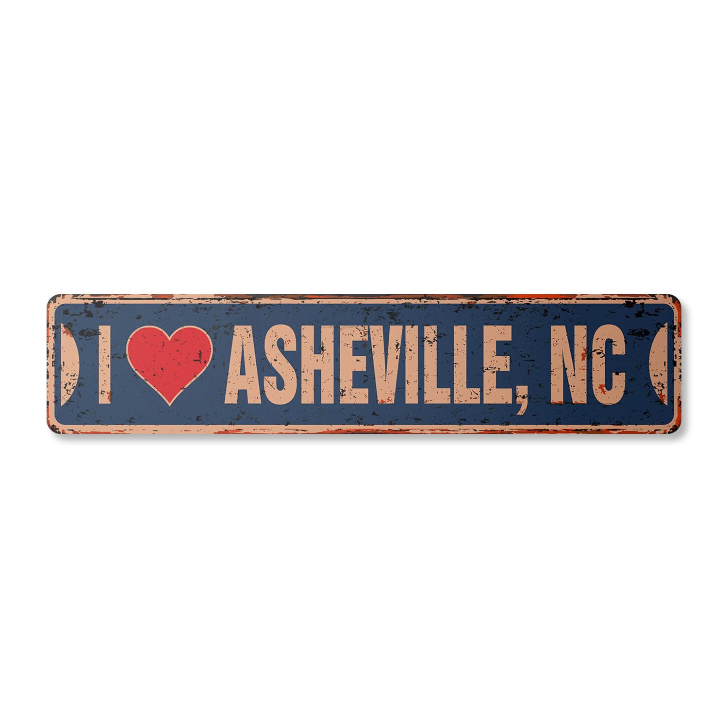 I Love Asheville North Carolina Vintage Aluminum Street Sign nc City State us Wall Road décor Rustic Metal tin Gift | Indoor/Outdoor | 18" Wide