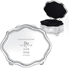 Maverton Boîte à Bijoux à personnaliser pour Femme et Fille - Coffret à trésors en Métal Argenté avec Gravure - Motif Antique Vintage Féminin - idée cadeau anniversaire - Noël - baptême
