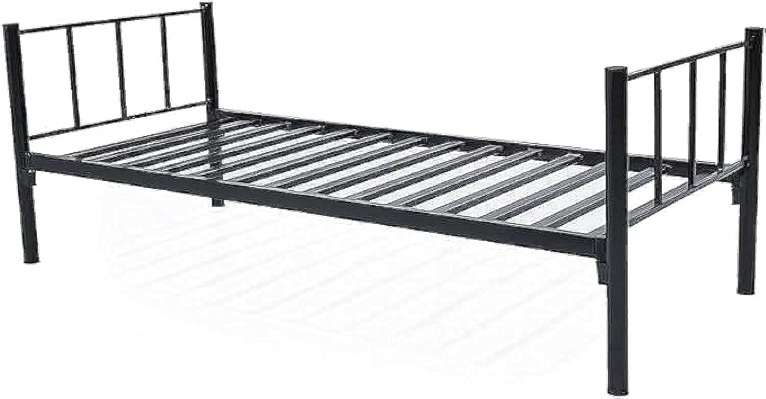 Single Bed Frame with Steel Material, Black Beds for Men, Women, Kids, 90x190 Centimeters سرير طابقين سرير مفرد,سرير فردي (Single bed, Black)