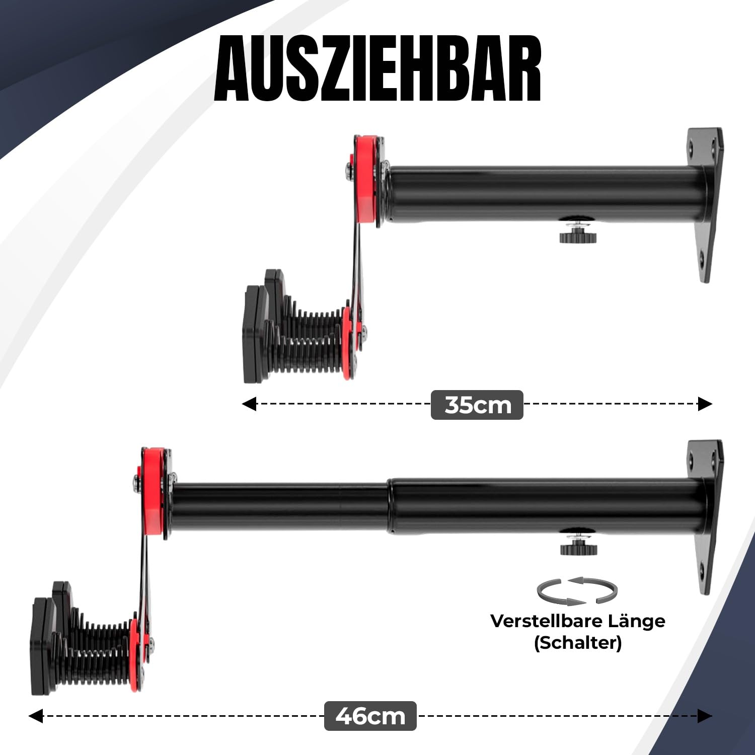 Fahrradwandhalterung verstellbar 35-46cm, bis 30kg, Rennrad MTB & E-Bike