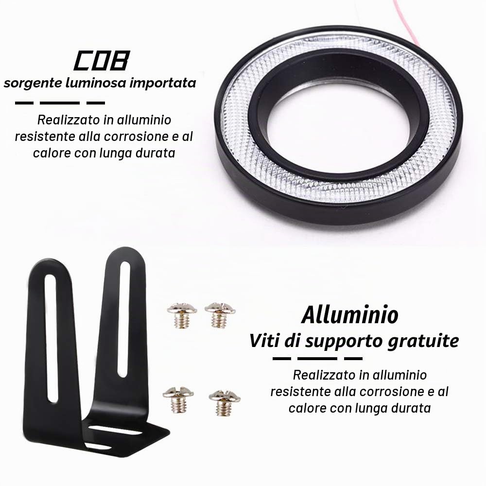 2PCS 2.5" Proiettore Fendinebbia a LED Universale 12V 10W COB Bianco Halo Angel Eye Anelli per Moto Faro auto Luce di Marcia Diurna DRL Fendinebbia Lampadina Guida