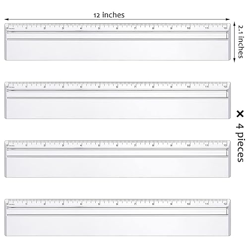 Miniatura 2 de Chinco Regla de aumento de 4 piezas, plástico transparente, para procesamiento de datos, herramientas de redacción, construcción para lectura y