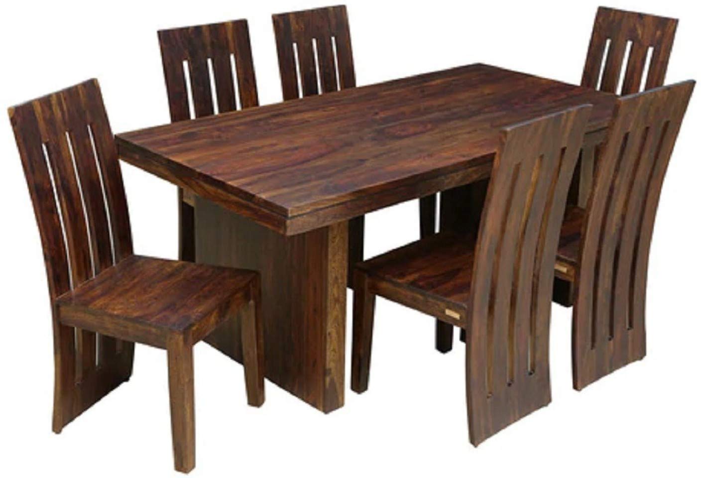 WOODSTAGE Sheesham Wood Dining Table Set with 6 Chairs Wooden Dining Set 6 Seater Furniture for Living Room Dining Room Home (Provincial Teak Finish)