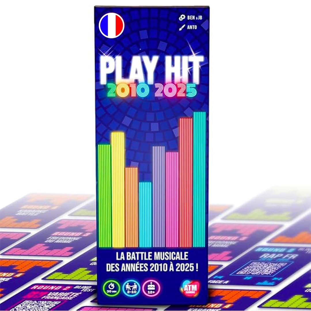 ATM Gaming Play Hit – Jeu De Société Musical – Quiz 2010-2025, Blind Test, 240 Cartes, Dès 12 Ans, 2 à 10 Joueurs