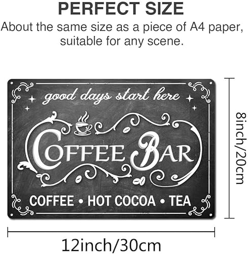 Miniatura 2 de Letrero vintage para barra de café, accesorios de barra de té y cacao caliente, cartel de metal de 8 x 12 pulgadas