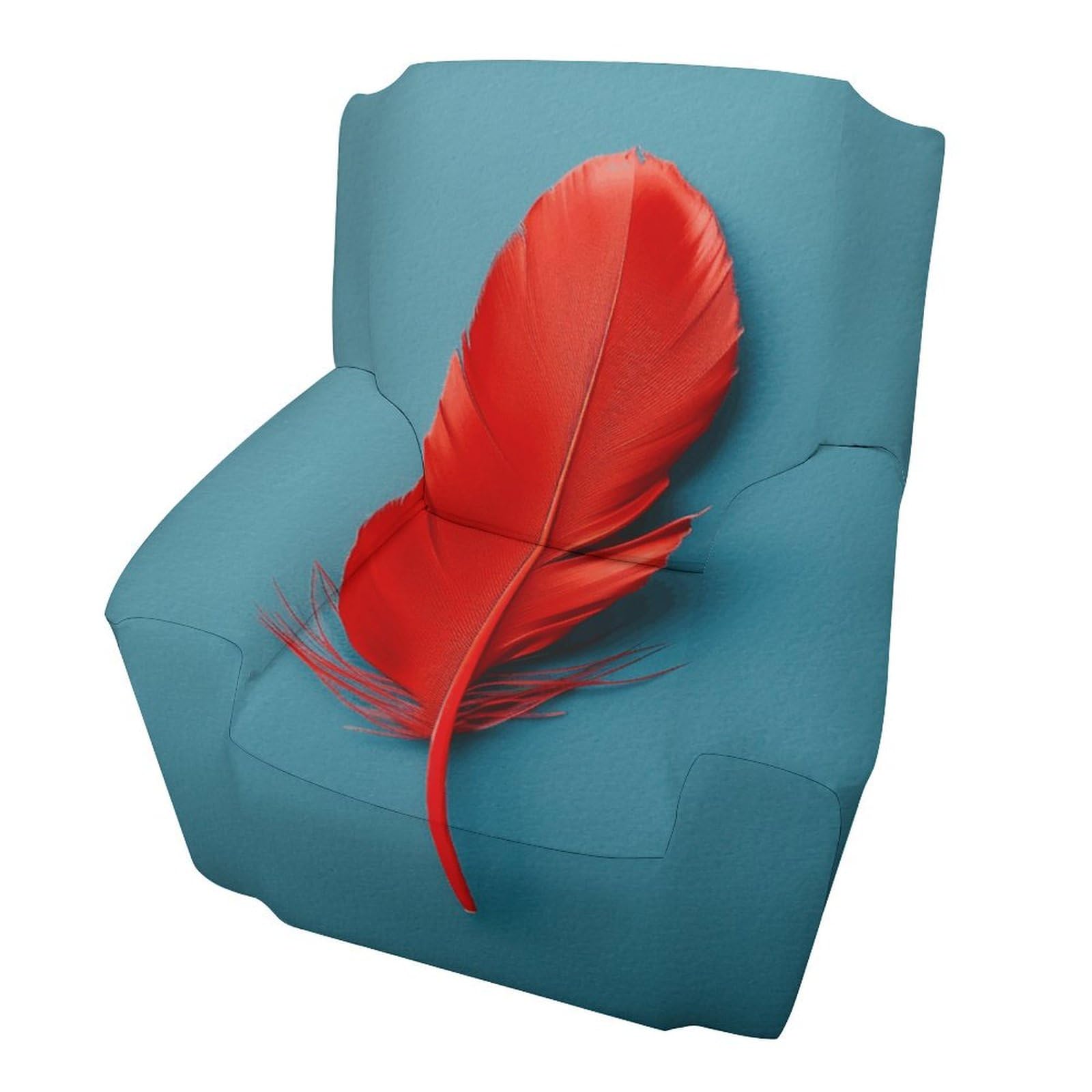 Housse de canapé inclinable rouge motif plume protection extensible chien et chat