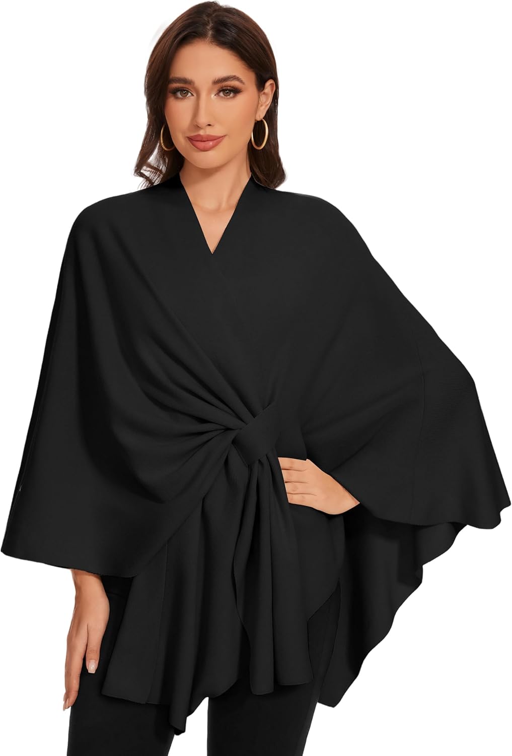 LuckyBelle Cross Front Shawl Wraps for Women Soft Warm Wedding Travel Shawls Poncho Sweater Cape