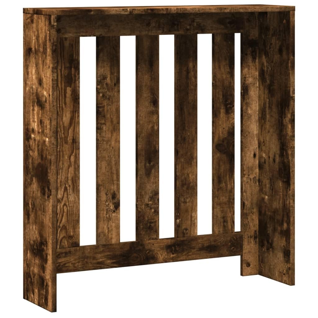 Heizkörperverkleidung Räuchereiche aus Holzwerkstoff 78 x 20 x 82 cm, moderne Heizkörper Abdeckung mit vertikalen Latten, Wandhalterung, Ablage für Wohnzimmer und Renovierung