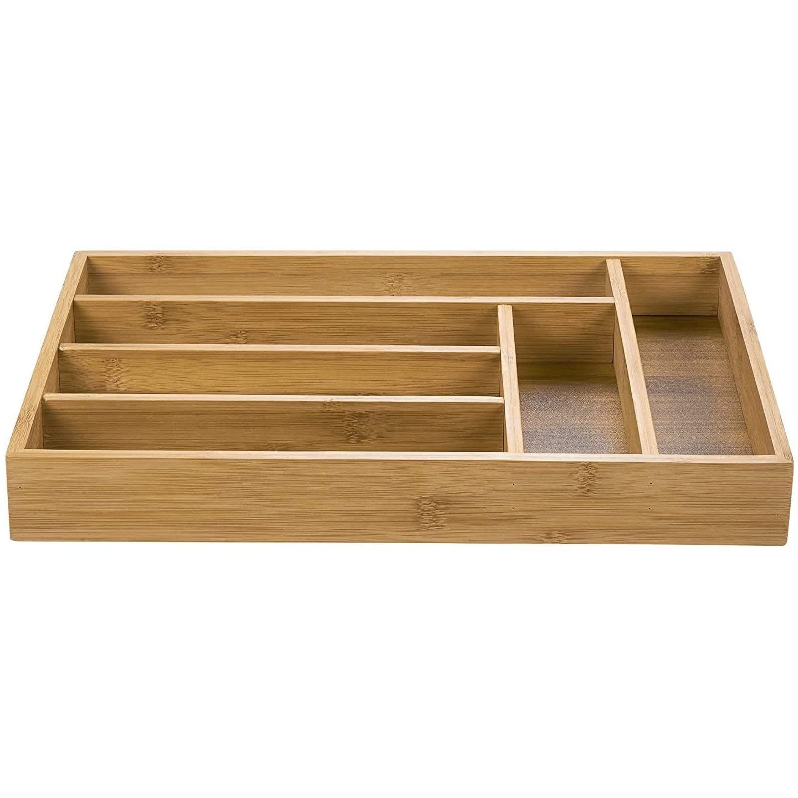 Juvale Narrow Bamboo Silverware Drawer Organizer, Wooden Cutlery Tray