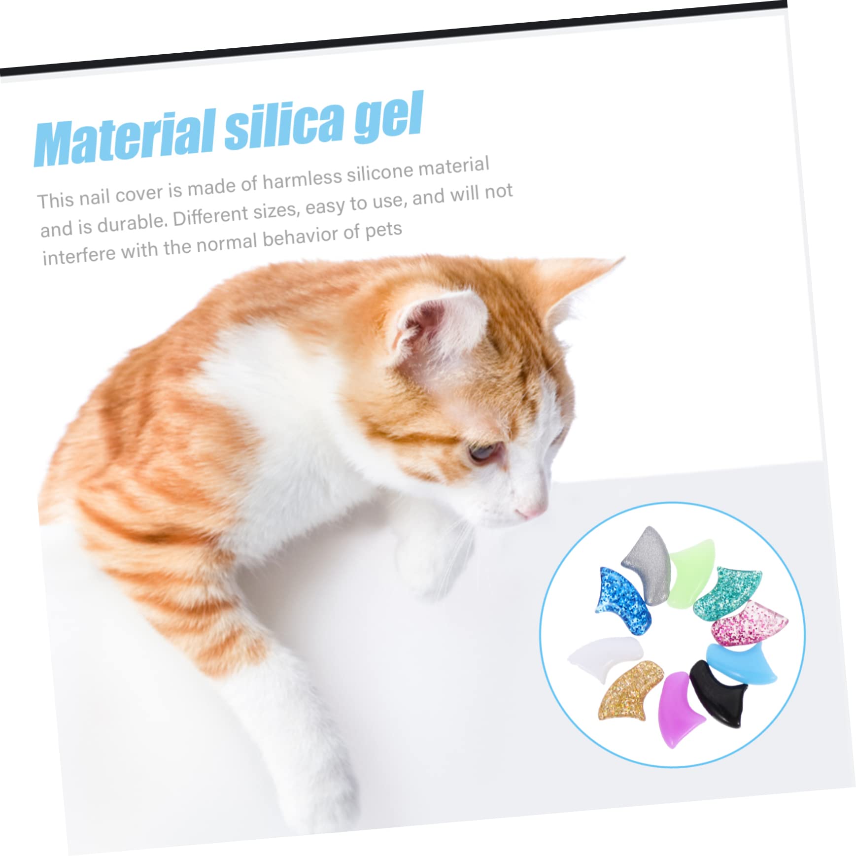 ABOOFAN 40 Juegos Kit De Uñas De Gato Tapas De Uñas Cubiertas De Garras De Gato para El Cuidado De Las Garras Cubierta De Garras De Gato Suave Cosmético Gel De Sílice Ropa