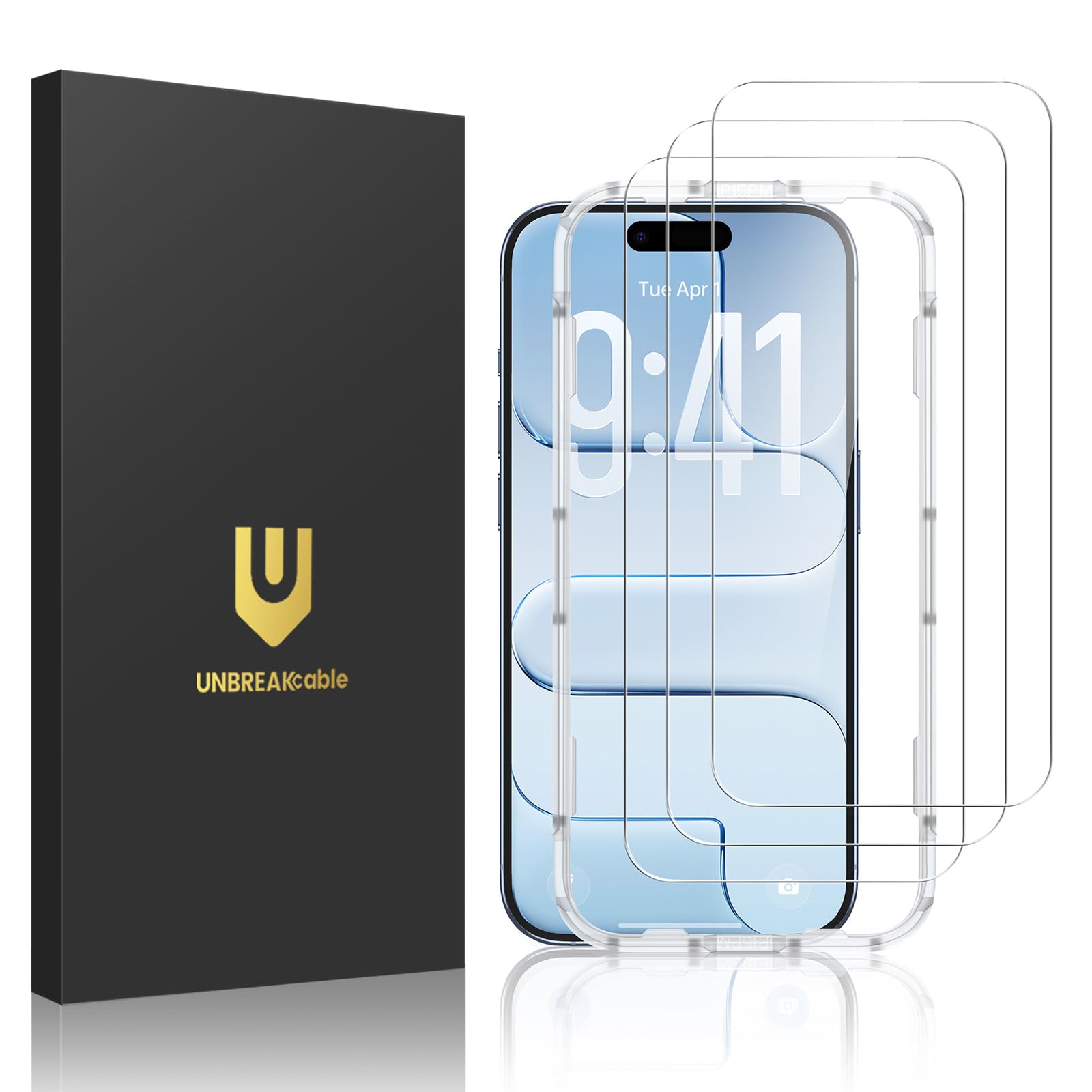 UNBREAKcable 3-Pack Screen Protector for iPhone Air Tempered Glass | Shatterproof, Easy Install, 9H Hardness, 99.99% HD Clear, Bubble-Free, Anti-Fingerprint, Scratch Resistant, Case Friendly