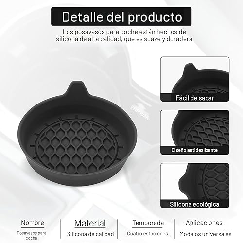Miniatura 2 de SINGARO - Posavasos para tazas de automóvil, inserto de portavasos de silicona, portavasos universales antideslizantes, accesorios para el interior