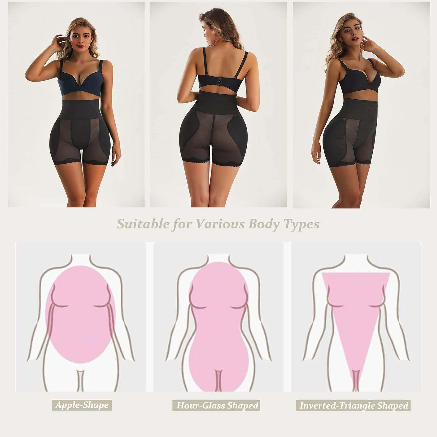 Hip Butt Padded Shapewear for Women, High Waisted Butt Lifter Tummy Control Shapewear, Body Shaper Panty with Pads - Image 3