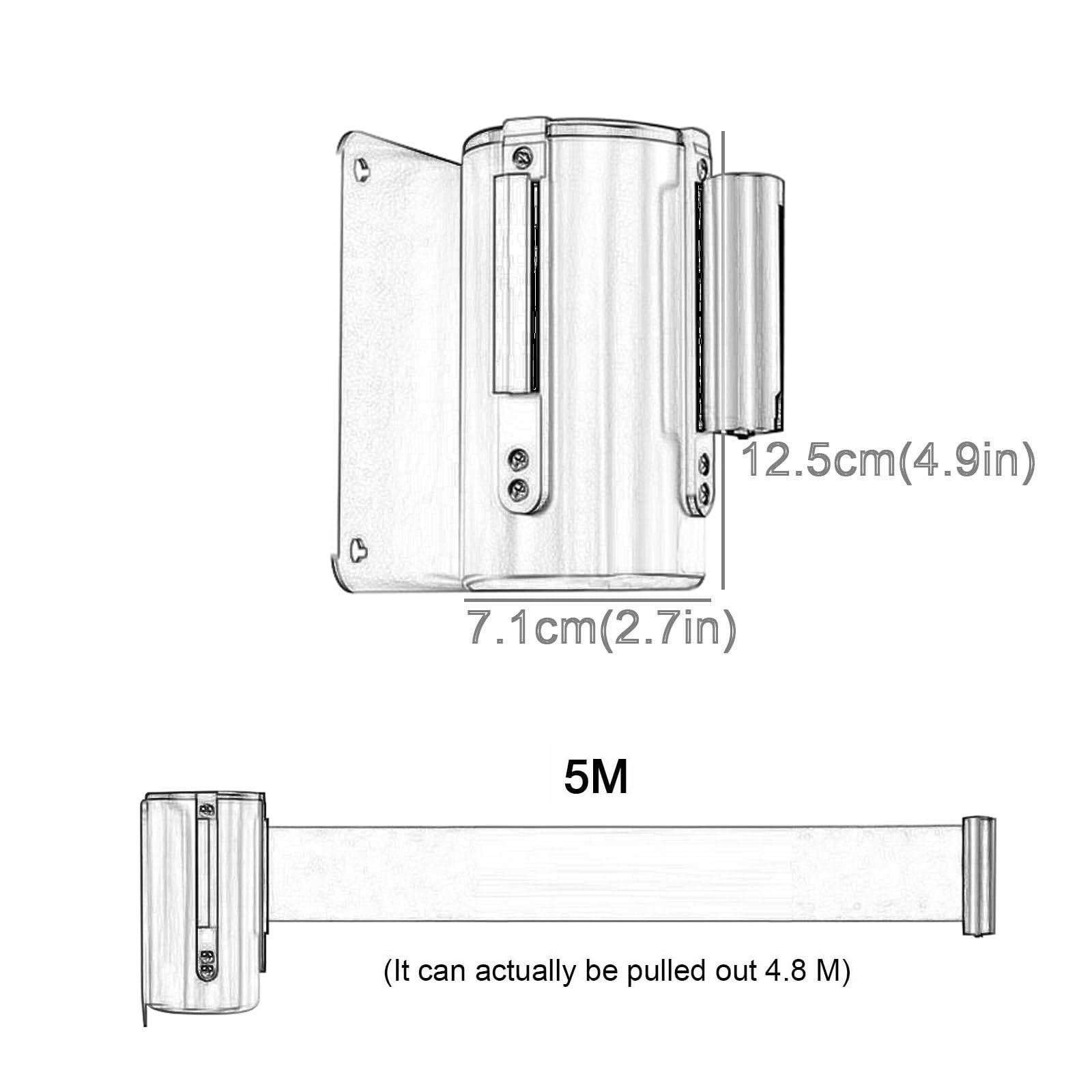cinta de señalización, Barrera de pared control multitudes con cola seguridad retráctil cinturón rojo 2M/3M/5M(A,5M/16.4FT)