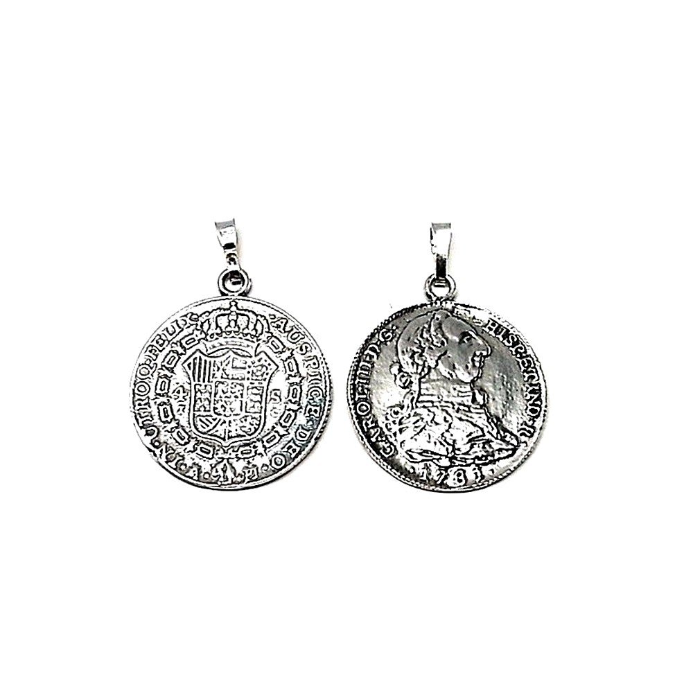 Colgante plata ley 925m 25mm. liso moneda pequeña 1781