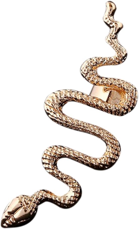 Qtalkie Cool Stylish Retro Vintage Punk Winding Snake Left Ear Cuff Wrap Earring Gold