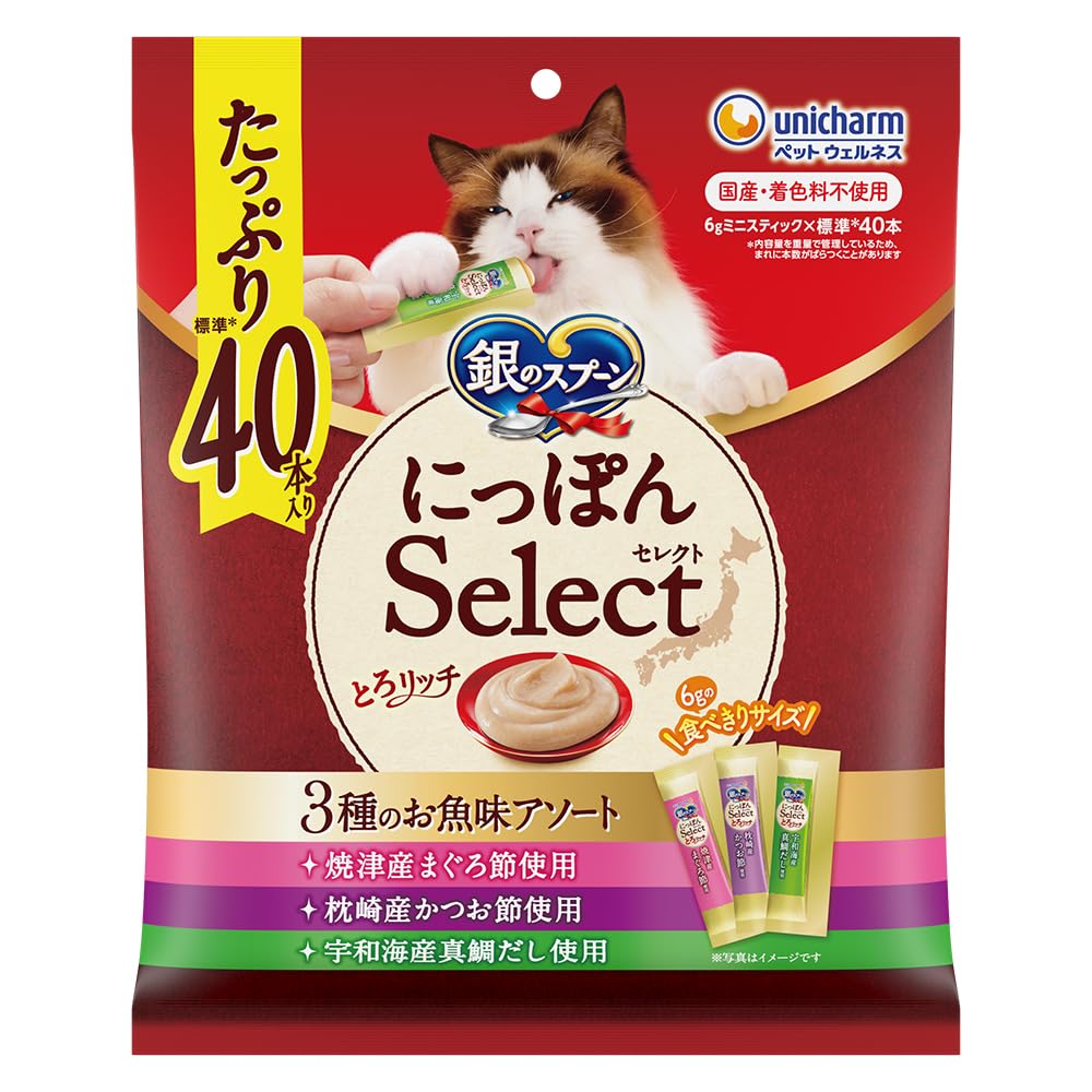 銀のスプーンおやつにっぽんSelect無添加とろリッチ3種のお魚味アソートまぐろ節&かつお節&真鯛だし使用108g Amazon.co.jp: 銀のスプーン 猫用 おやつにっぽんSelect とろリッチ 3