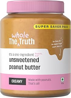 The Whole Truth - Supersaver Pack | Unsweetened Peanut Butter | 925 g | Creamy | High Protein | No Artificial Sweeteners | Price In India