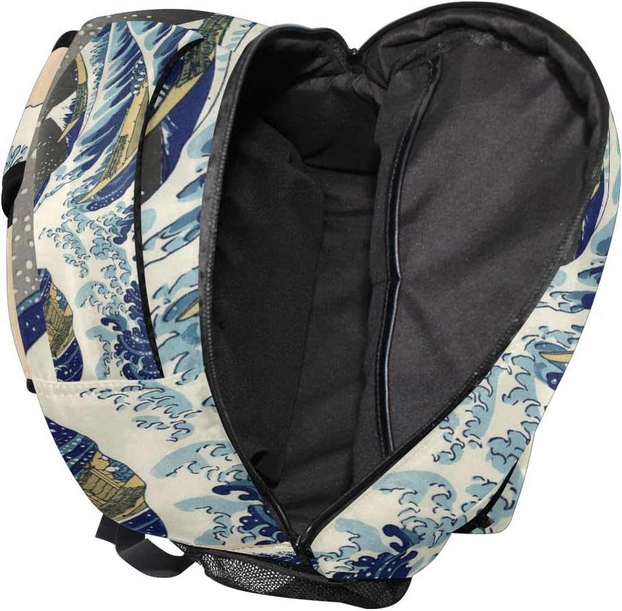 Flash Sale School Backpack Great Wave Kanagawa Bookbag Travel Ruckack