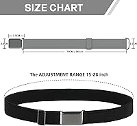 Vista 3 de WELROG Cinturón de hebilla ajustable para niños pequeños, cinturones elásticos con hebilla plateada para niñas y niños