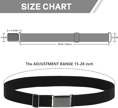 Miniatura 3 de WELROG Cinturón de hebilla ajustable para niños pequeños, cinturones elásticos con hebilla plateada para niñas y niños