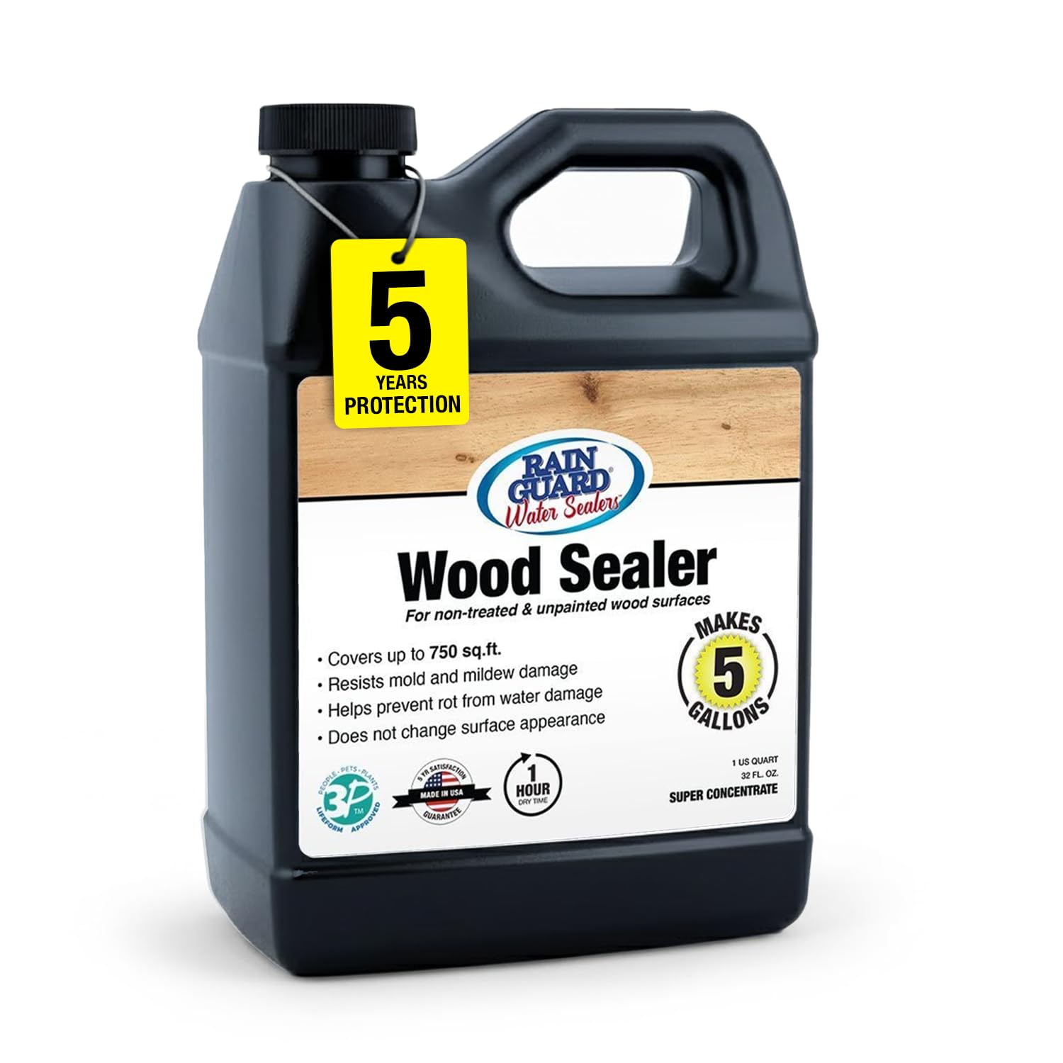 Rain Guard Wood Sealer Concentrate | Makes 5 Gallon | Protects Wood from Water Damage, Rotting, and Stains | Water Based Silane/Siloxane | Eco-Friendly | VOC-Free | Natural Finish