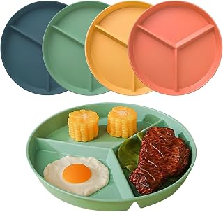 4 Stück Geteilte Speiseteller, 24.5cm Portionskontrolle Geteilte Teller
