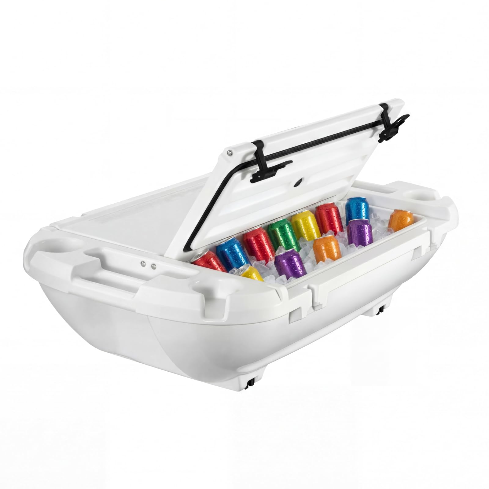 VEVOR Nevera Flotante 37,9 L Enfriador Flotante para Agua y Tierra con Carcasa Rígida Aislada, Portavasos, Asas Laterales, Cuerda de Remolque para Playa Piscina Lago Barco Bebida Hielo, Color Blanco