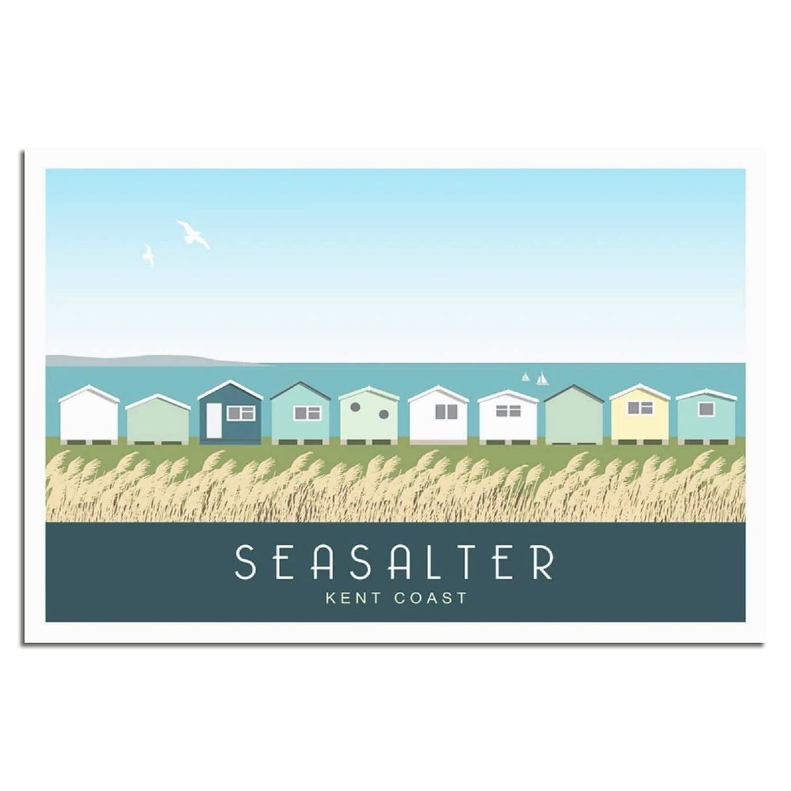 Uejd Unframe-Style Vintage Seasalter Beach Huts Kent Travel Poster Decorative Posters Modern Bedroom Canvas Art Poster Picture Painting Posters Wall Decor Art Gift