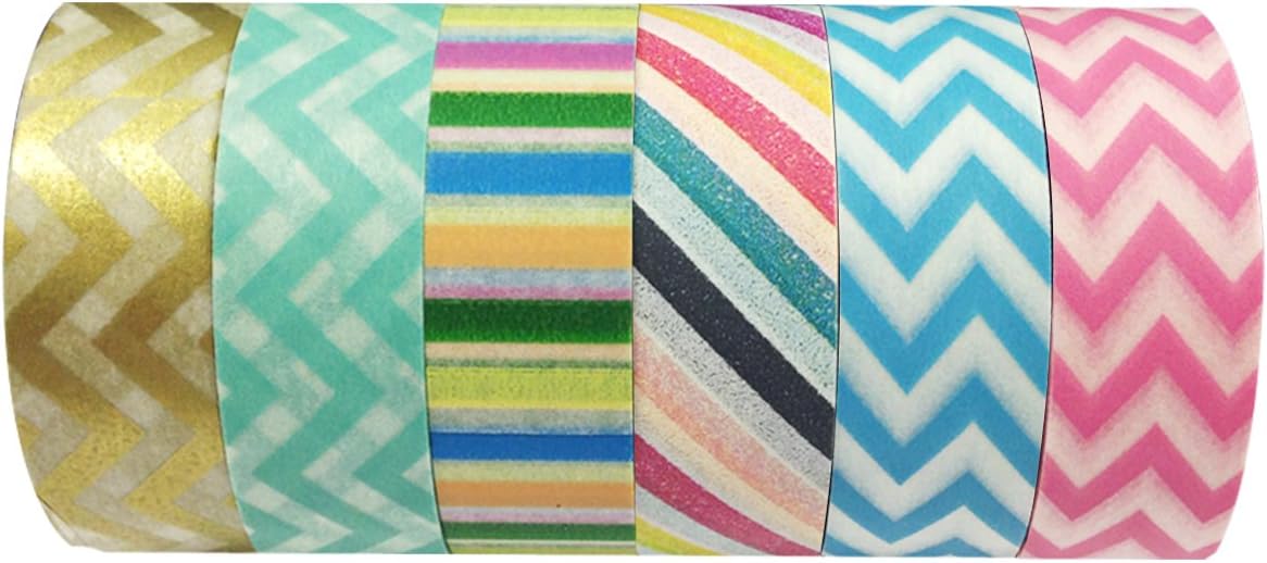 Wrapables VPK51 Washi Masking Tape Collection, Premium Value Pack, Set of 6