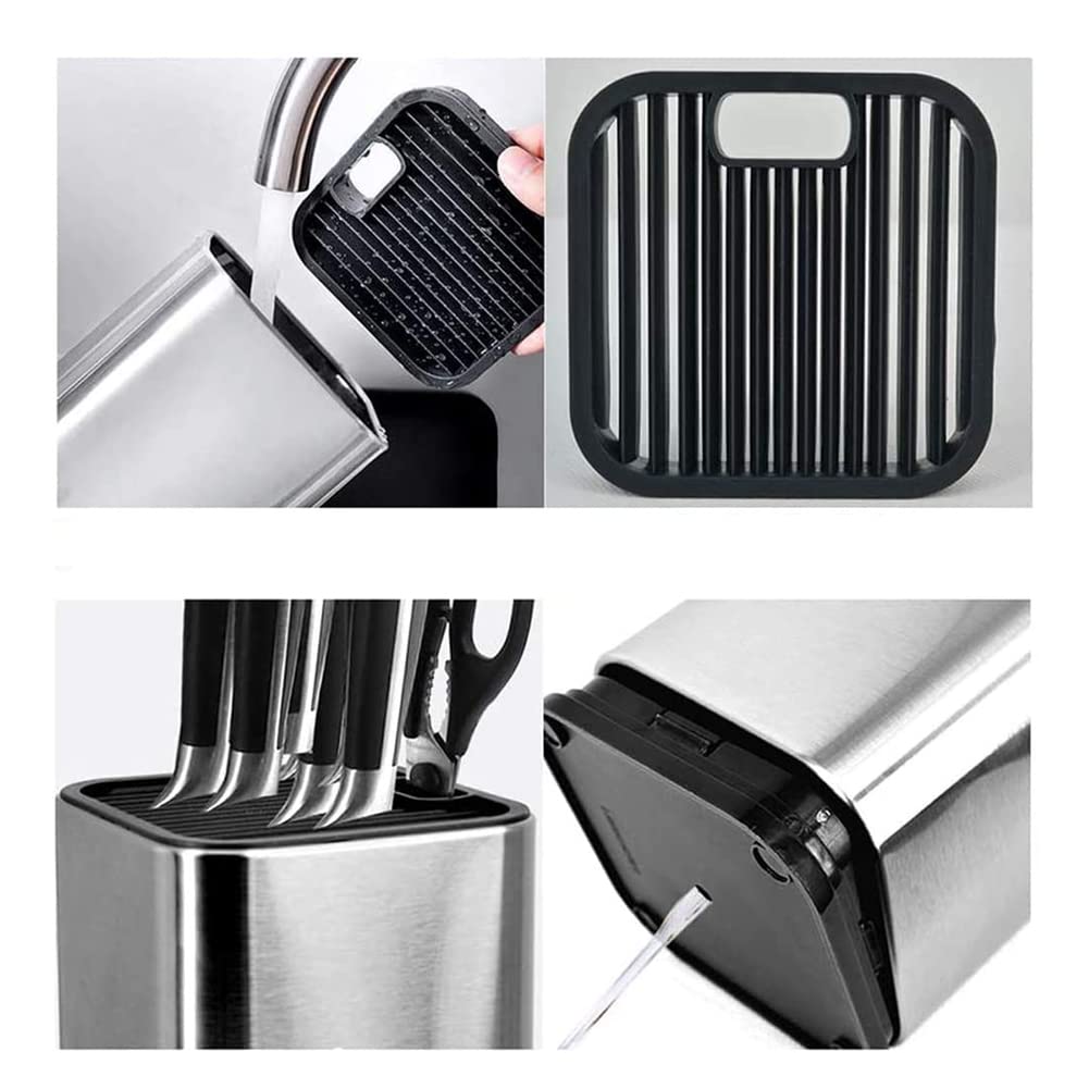 Soporte Cuchillos Cocina, Bloque Cuchillos Sin Cuchillos, Bloque Cuchillos Universal, con Ranura para Tijera y Orificio de Drenaje, para Guardar Varios Cuchillos y Tijeras