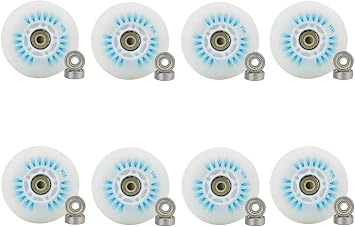 Inline Skate Wheels with LED Lights, Multiple Sizes 62mm-125mm, 90A Hardness, 24mm Width, 8 Pack with Bearings, No Batteries Required Blue, 110MM