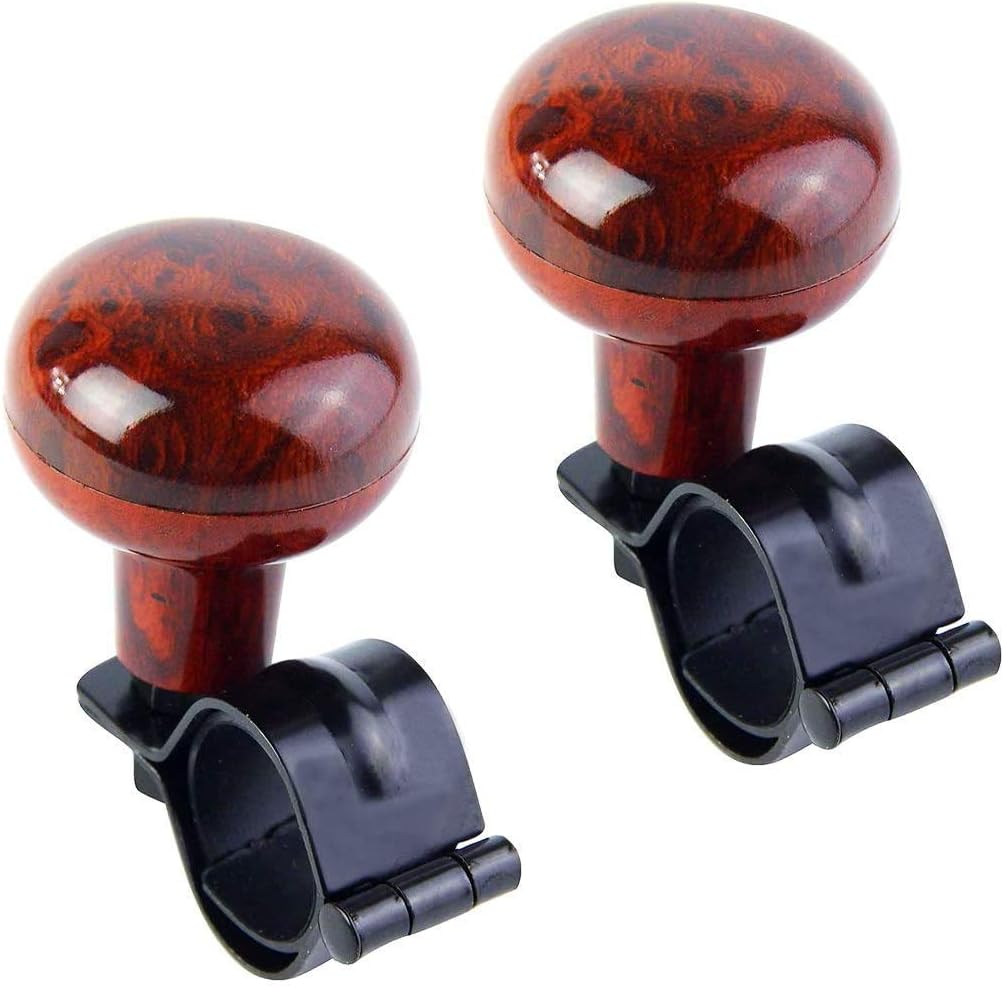 Vankcp 2Pcs Steering Knob Steering Wheel Knob Woodgrain Steering Wheel Spinner