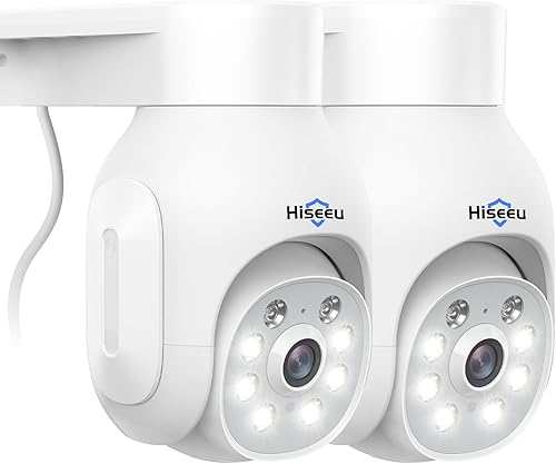 Hiseeu Cámara de seguridad inalámbrica para exteriores, visión nocturna a color de 5 MP, cámara de vigilancia WiFi 2.4 y 5G PanTilt con detección de