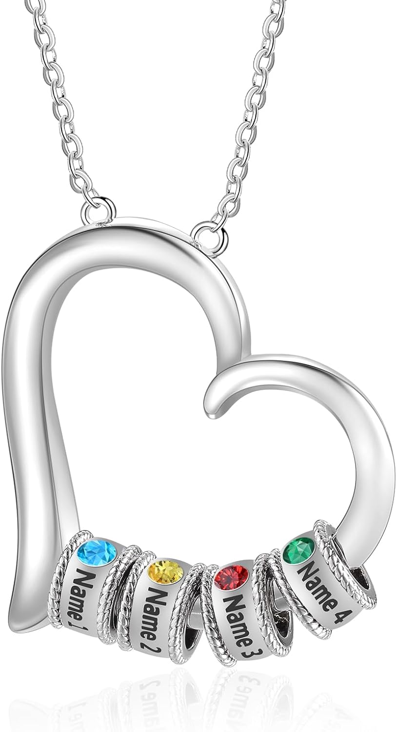 Jewelstruck Personalized Mothers Necklace with Birthstone Custom Names Necklace Family Gifts for Women Mom Wife Nana Mothers Day Gift Ideas Christmas