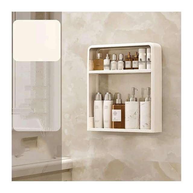 TXGJWRA Shower Caddy Bathroom Storage Rack Two Layer Wall Mounted Plastic Storage Rack Wash Table Skin Care Products