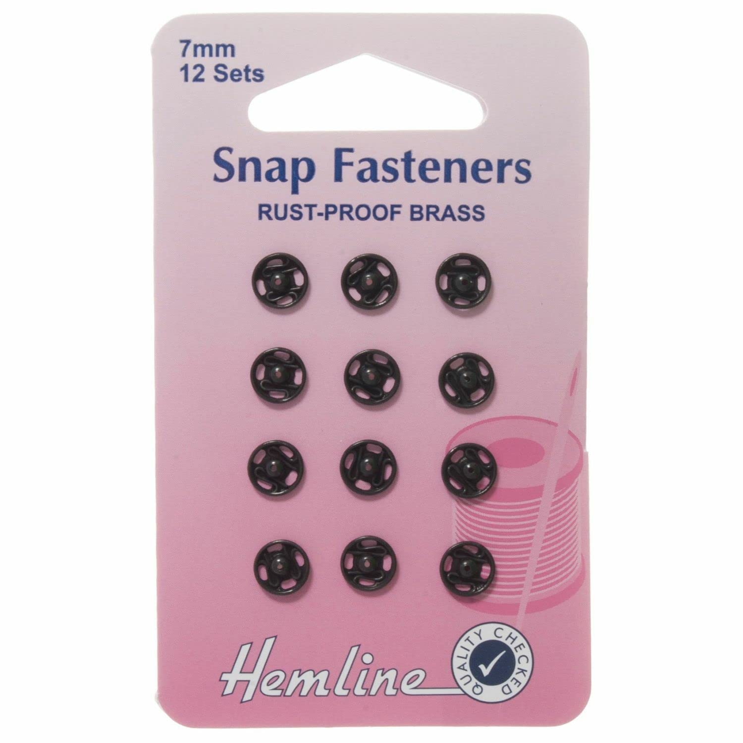 Hemline Sew-on Snap Fasteners (Black) - 7mm