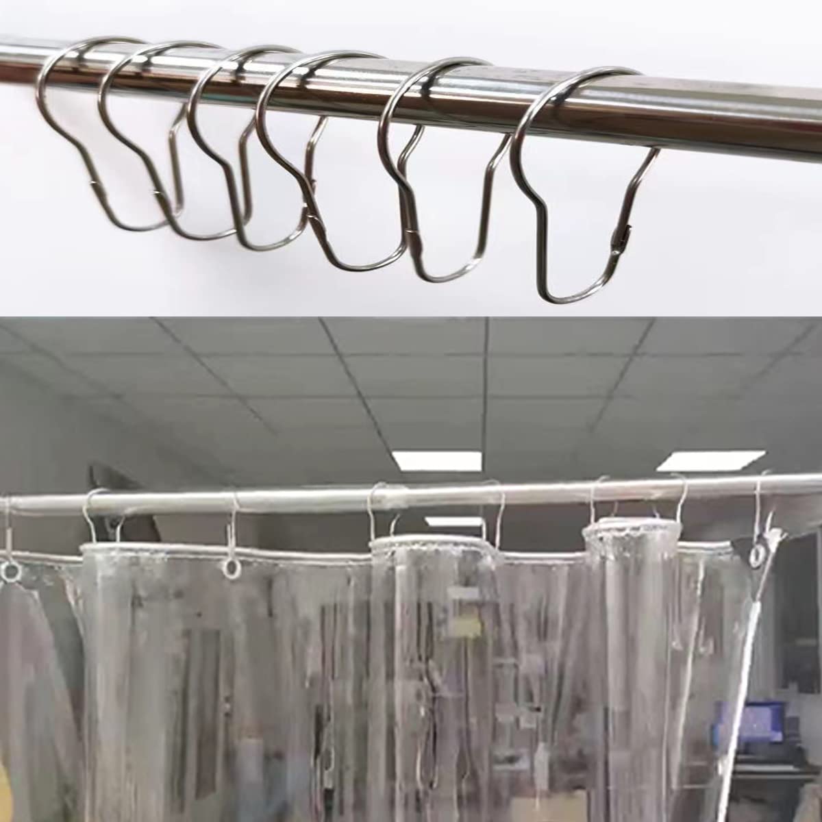 200 ganci per tenda da doccia resistenti alla ruggine, anelli decorativi in metallo, facili da installare, ganci per tende da doccia, aste per tende, fodera per tenda da doccia