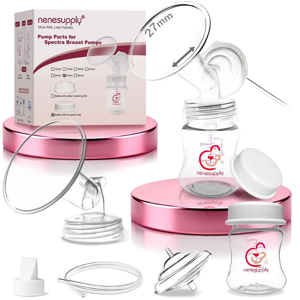 Nenesupply Pump Parts Compatible with Spectra S2 S1 9 Plus Breast Pump to Replace Spectra Pump Parts S2 Accessories Flange 27mm Duckbill Valve Tubing
