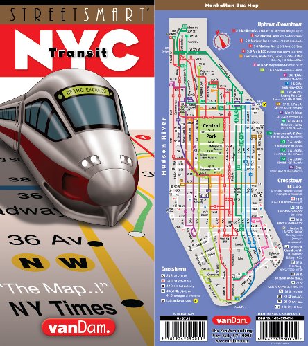 StreetSmart NYC Transit Map by VanDam-Laminated pocket size Transit map w/ subway...