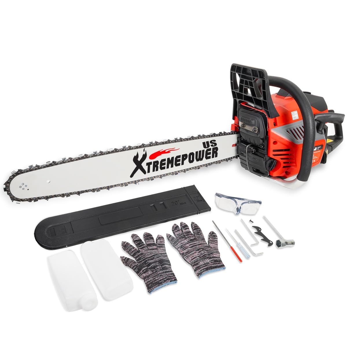 XtremepowerUS 22" Gas Chainsaw 58cc Gas Engine Wood Cutting Aluminum Gasoline Gas 2-Stroke Chainsaw Cutting Wood Cutter Industry Engine Motor EPA