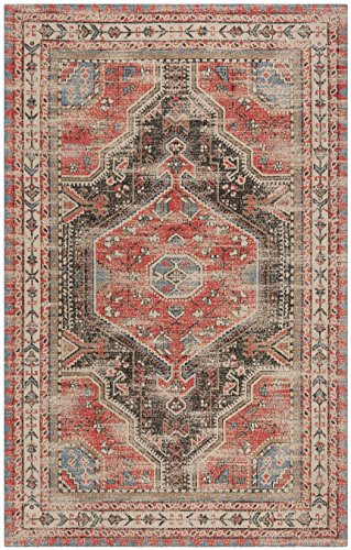 Tapete clásico vintage Safavieh 5' x 8' rojo y carbón miniatura 5