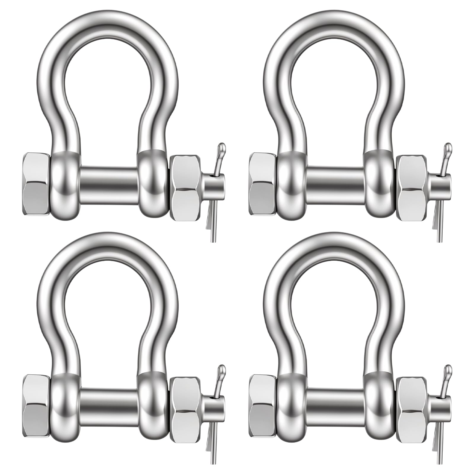 4 Pcs 5/16" Boat Anchor Shackle 316 Stainless Steel Bow Shackles