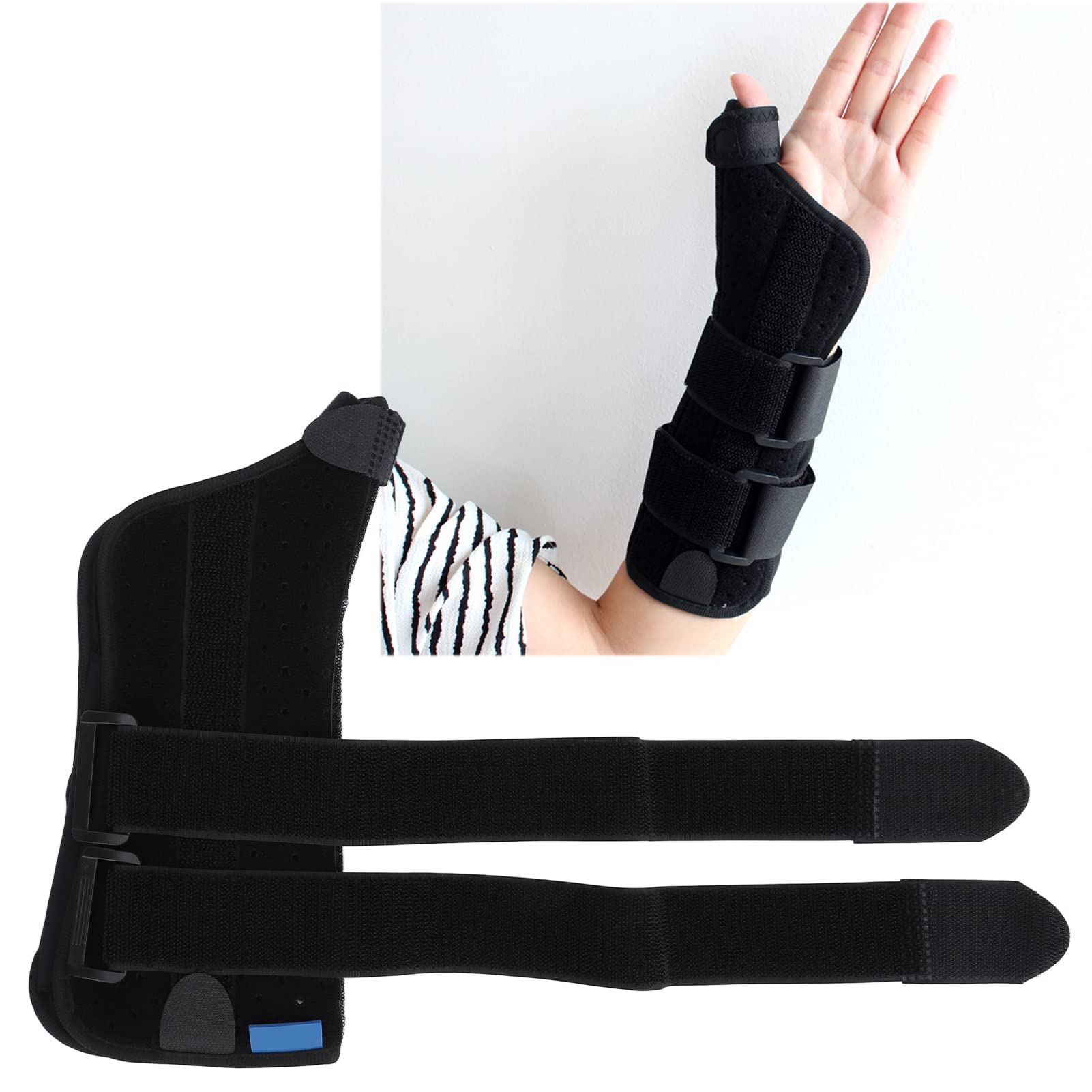 Soporte para pulgar, férula de espica para pulgar, estabilizador de pulgar, soporte completo de firmeza ajustable, muñequera para esguince de muñeca (S-mano izquierda)
