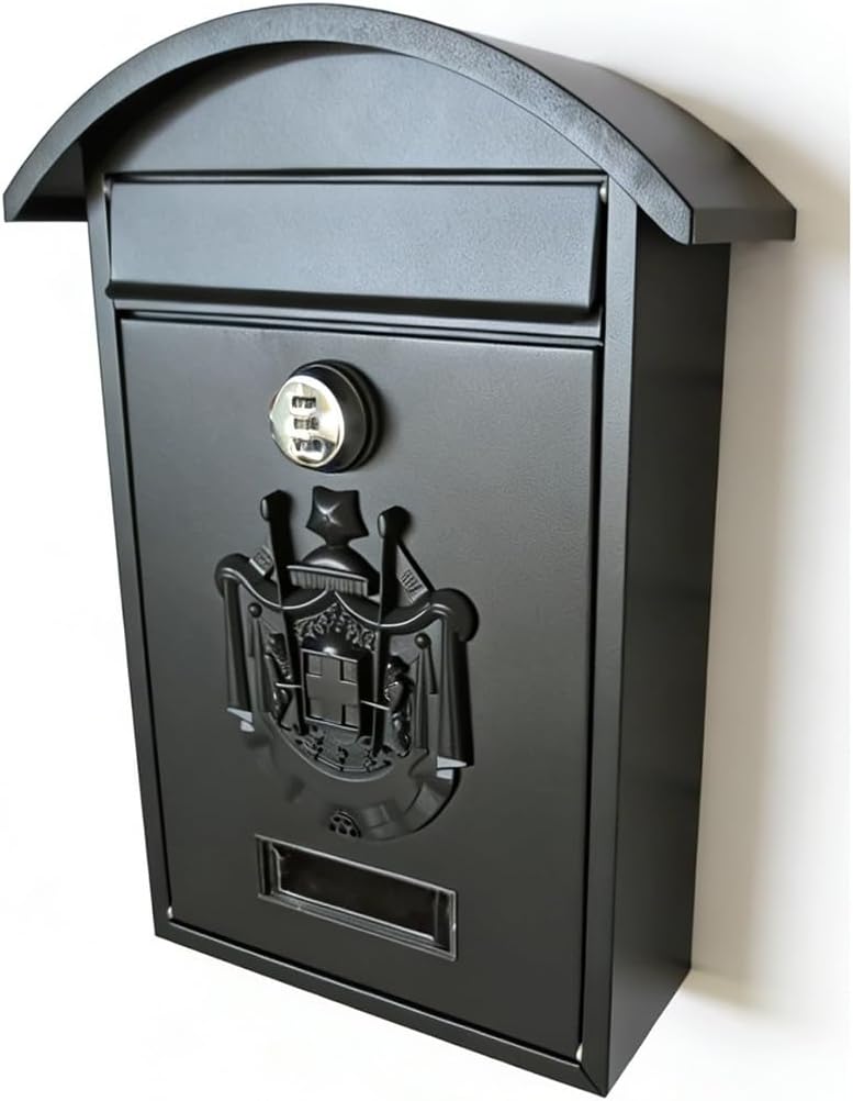 Wall Mount Mailbox, Rust Resistant Galvanized Steel Mail Box, Weather Resistant, Easy to Install, Metal Mail Box for House and Office(Black)