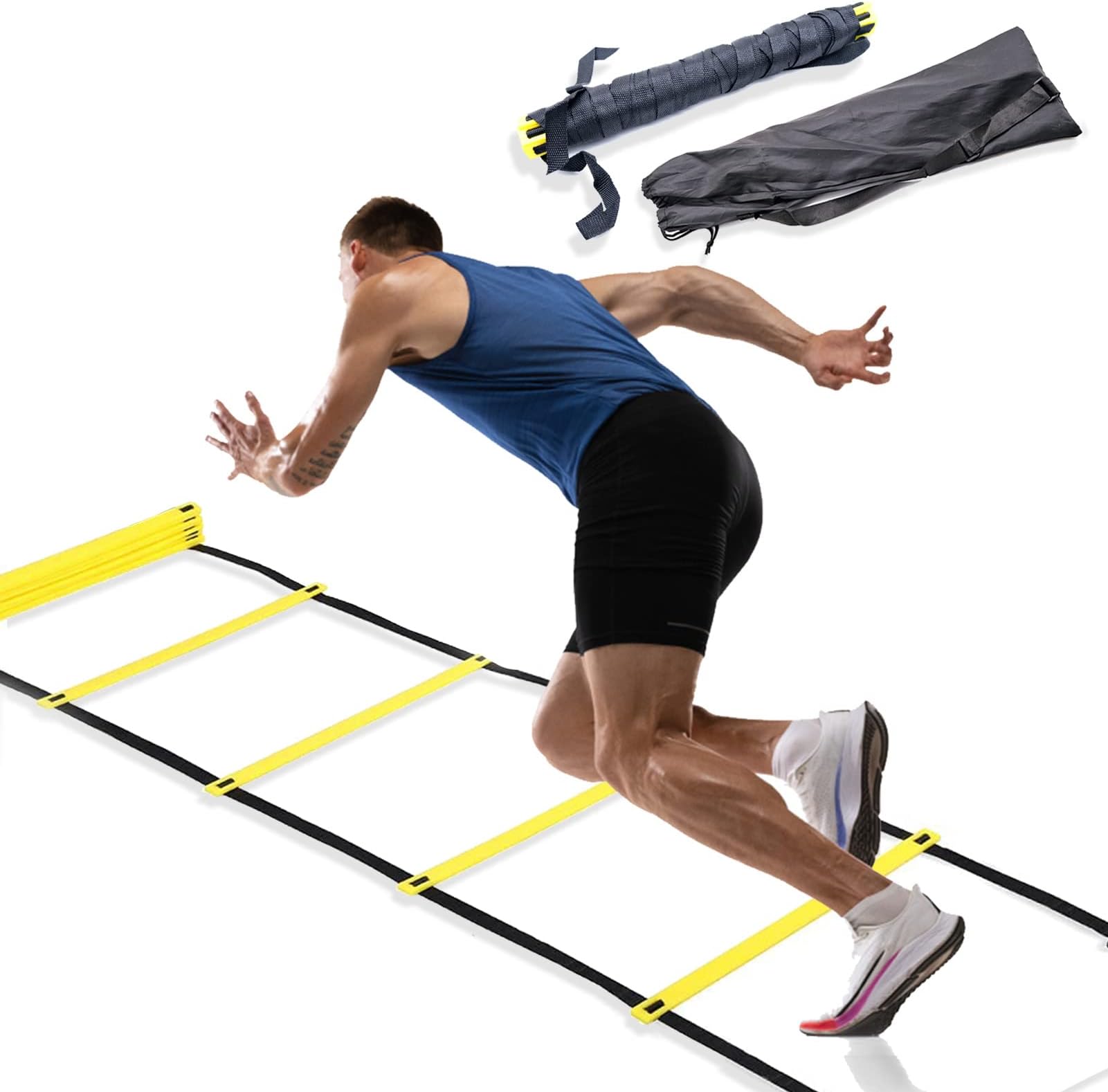 Agility Ladder Football Training Equipment Speed Ladder 6M 12-Rung and 1pcs Carry Bag for Kid Adult Football Basketball Fitness Speed Training