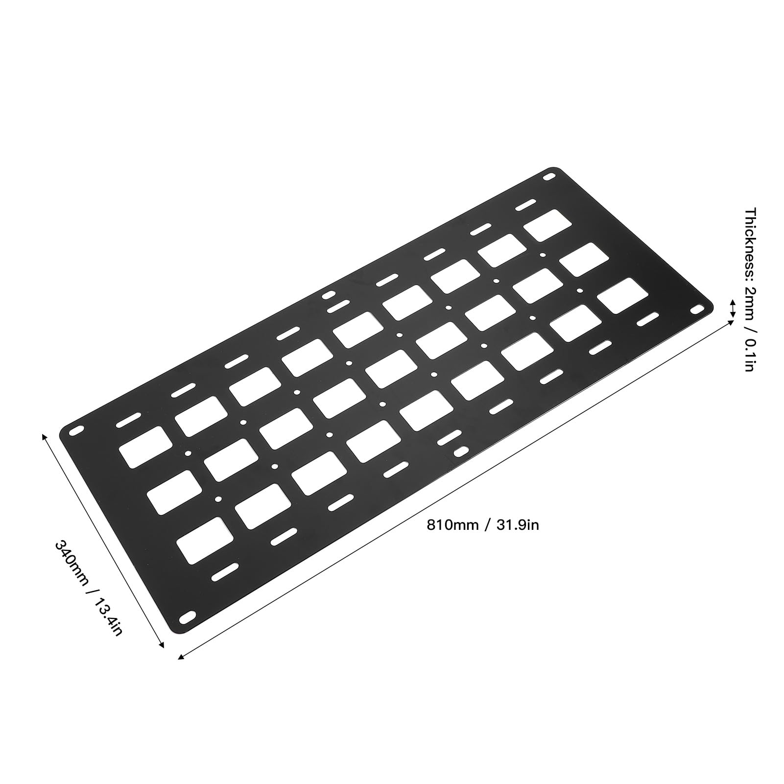 Pannello MOLLE per Pianale per Camion in Lega di Alluminio 810x340x2mm per Montaggio su Guida a L, Deposito per Veicoli Pesanti con Design Multi-foro, Compatibile con Camioncini e Veicoli
