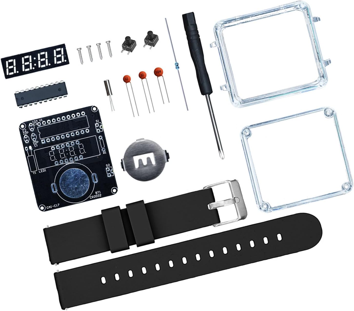 Glow LED Timekeeping Kits Complete Pre Cut Straps Parts for Quick Installation and Educational Maker Projects Watch Kits Not Battery